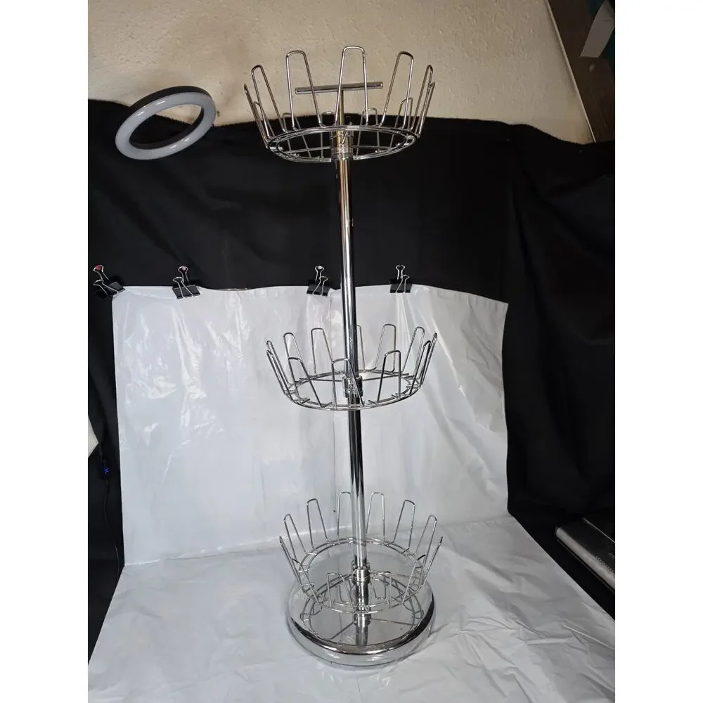 3-Tier Revolving Shoe Tree, Heavy-Duty Steel with Stabilized Base, Holds 18 Pair